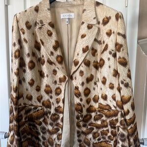 Escada Brown and Tan Leopard Blazer